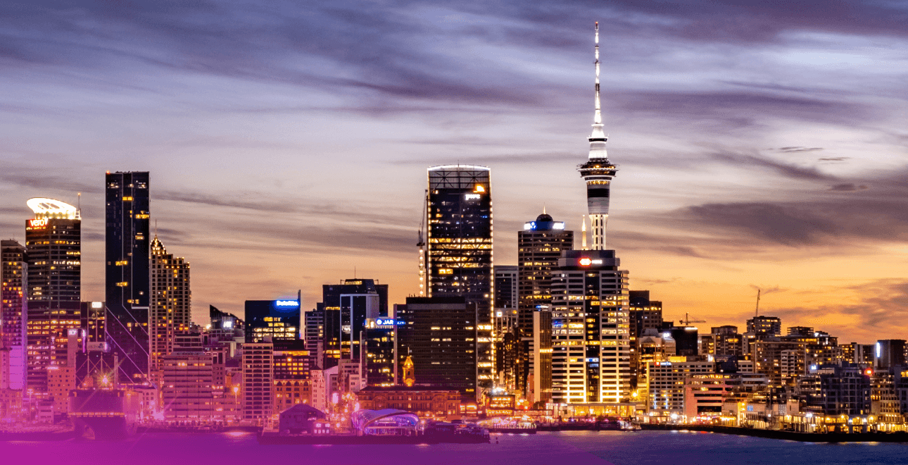 Auckland skyline at dusk