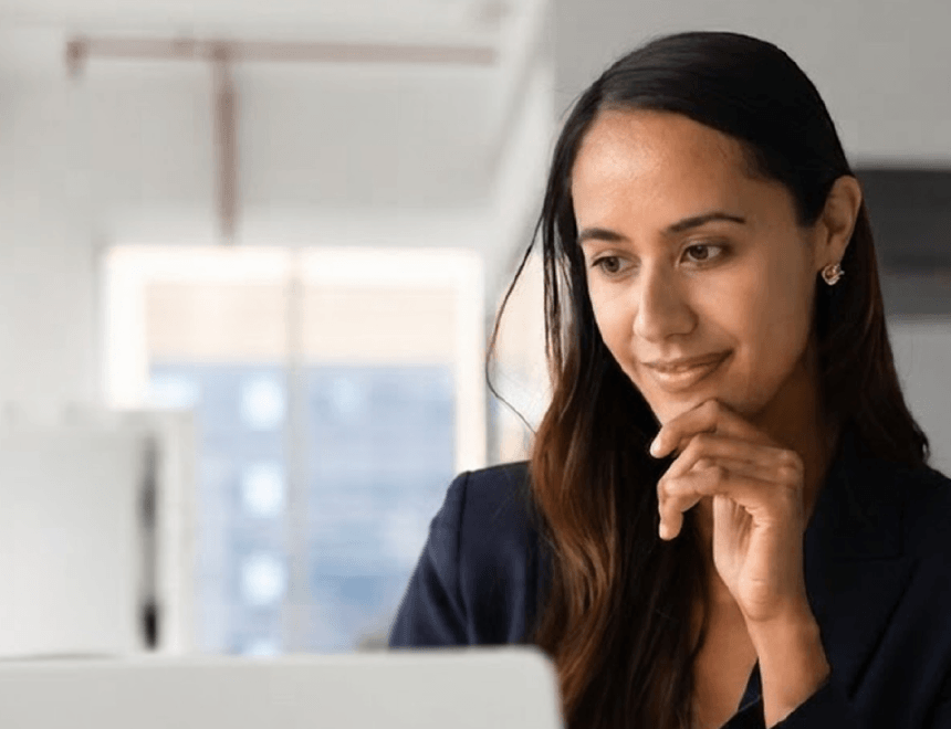 A PEXA team member reviewing documents